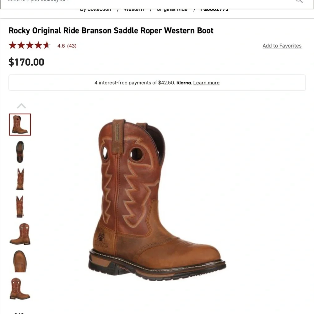 Rocky men’s Branson leather ride comfort boots